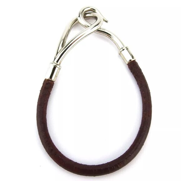 HERMES bracelet leather ?~ Silver Material Authentic used T18046 - Picture 8 of 9